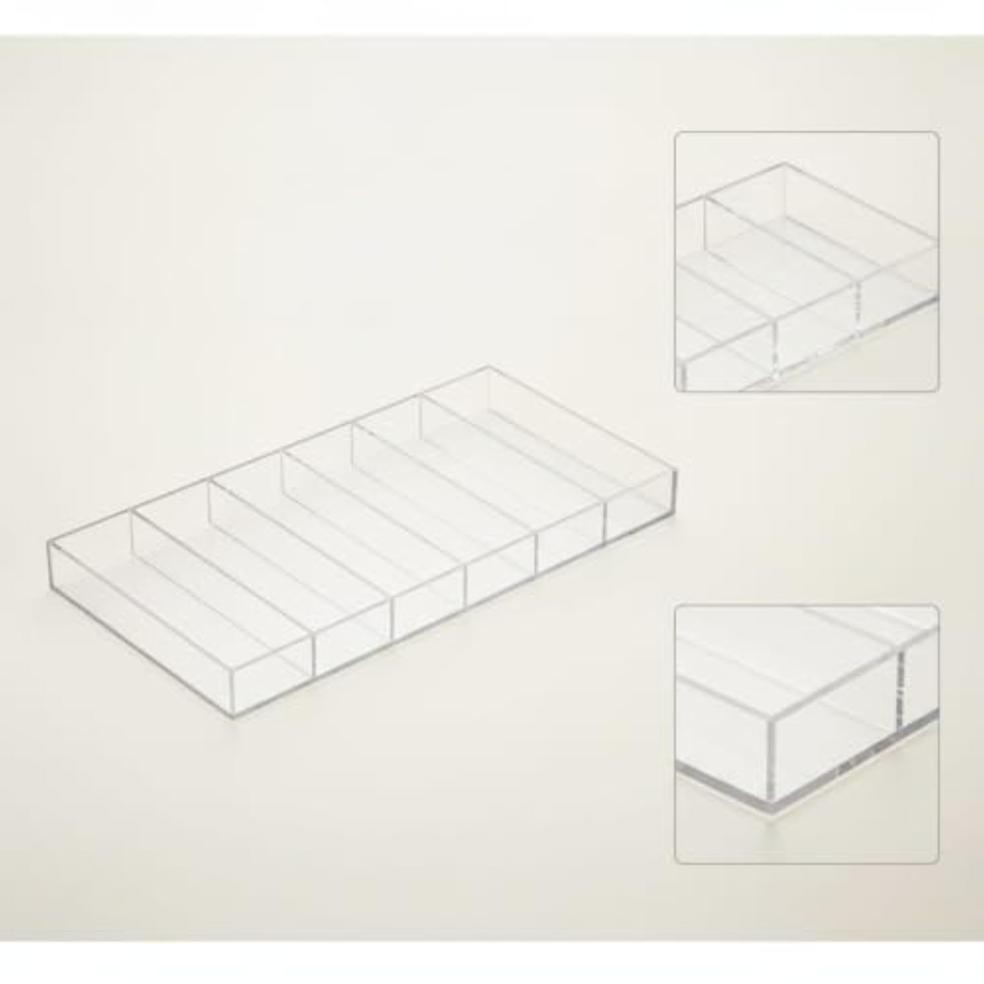 Transparent Acrylic Cosmetic Storage Box, 6 Compartments
